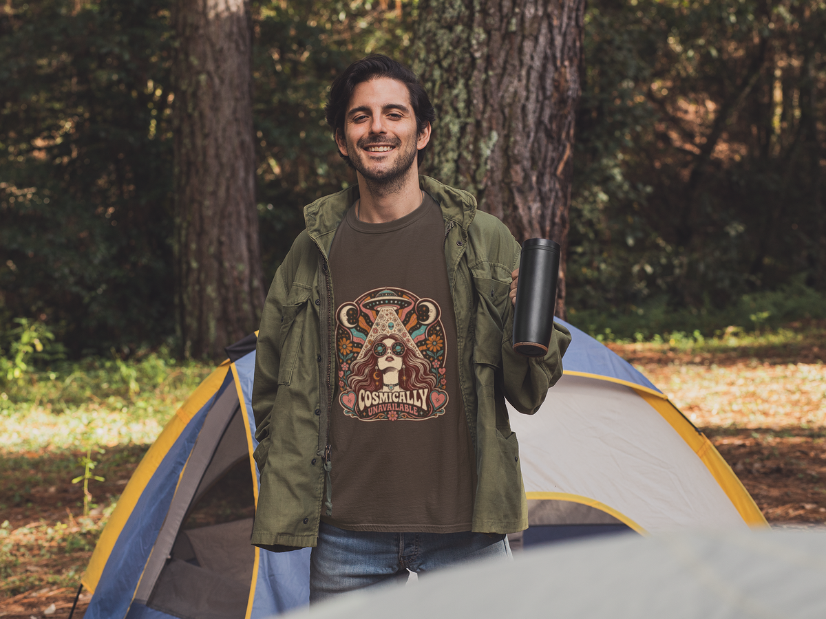 Retro Psychedelic T‑Shirt — “Cosmically Connected” Vintage UFO Art