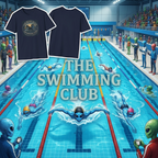 The Blue Alien Swimming Club T-Shirt — Retro Sci‑Fi Swim Tee