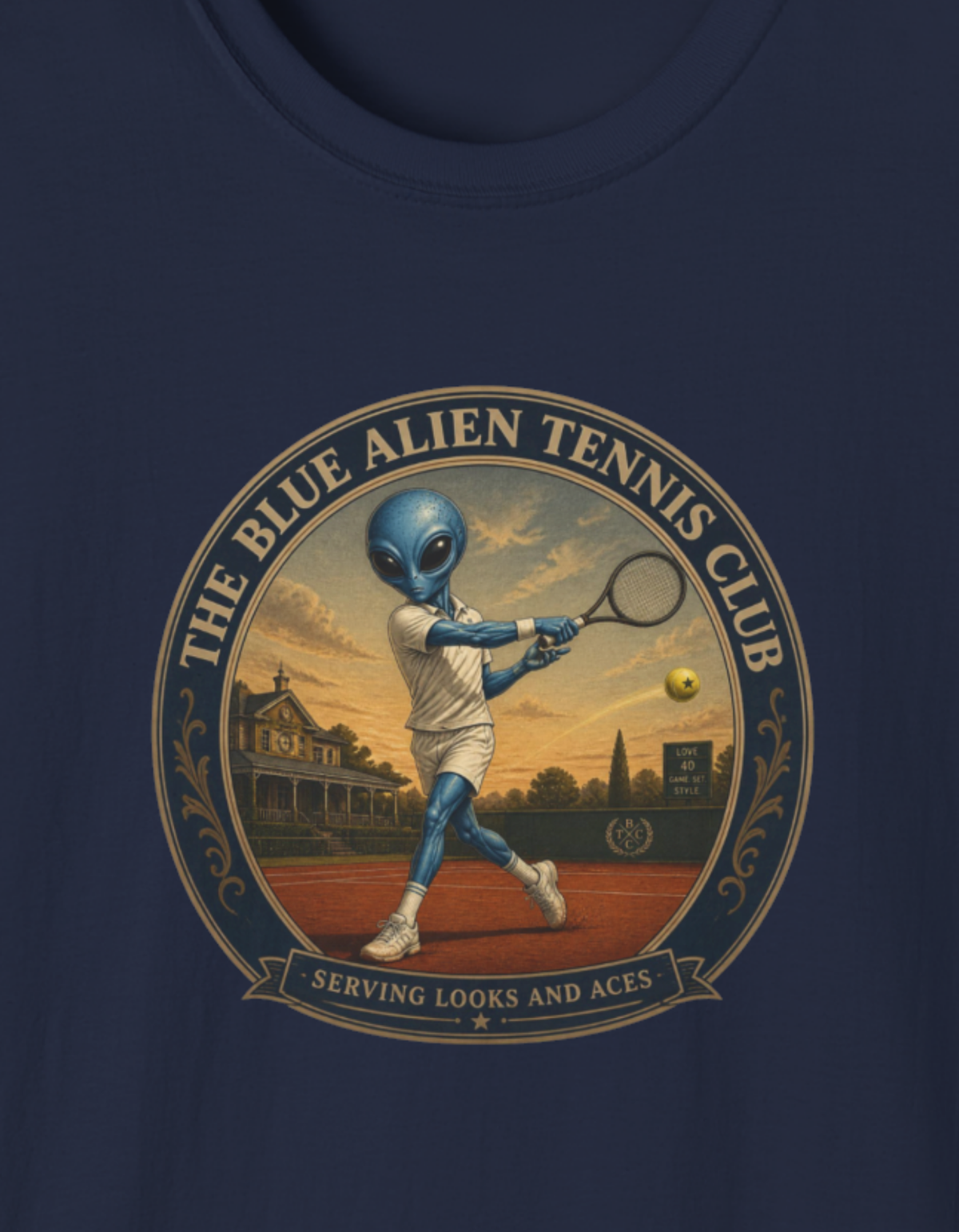 Alien Tennis Club T‑Shirt — The Blue Alien Tennis Club Vintage Graphic Tee