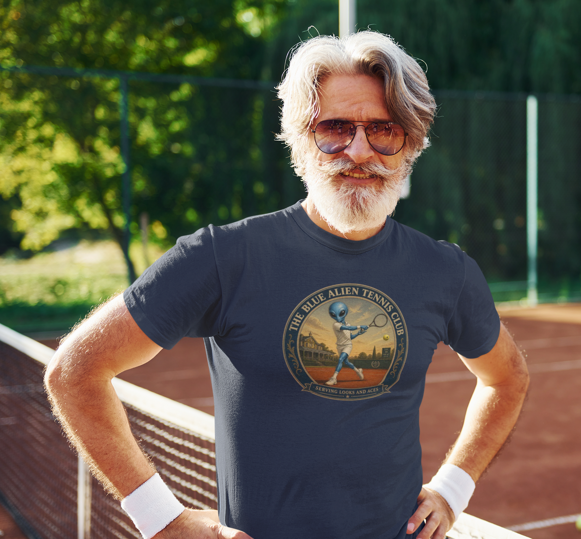 Alien Tennis Club T‑Shirt — The Blue Alien Tennis Club Vintage Graphic Tee
