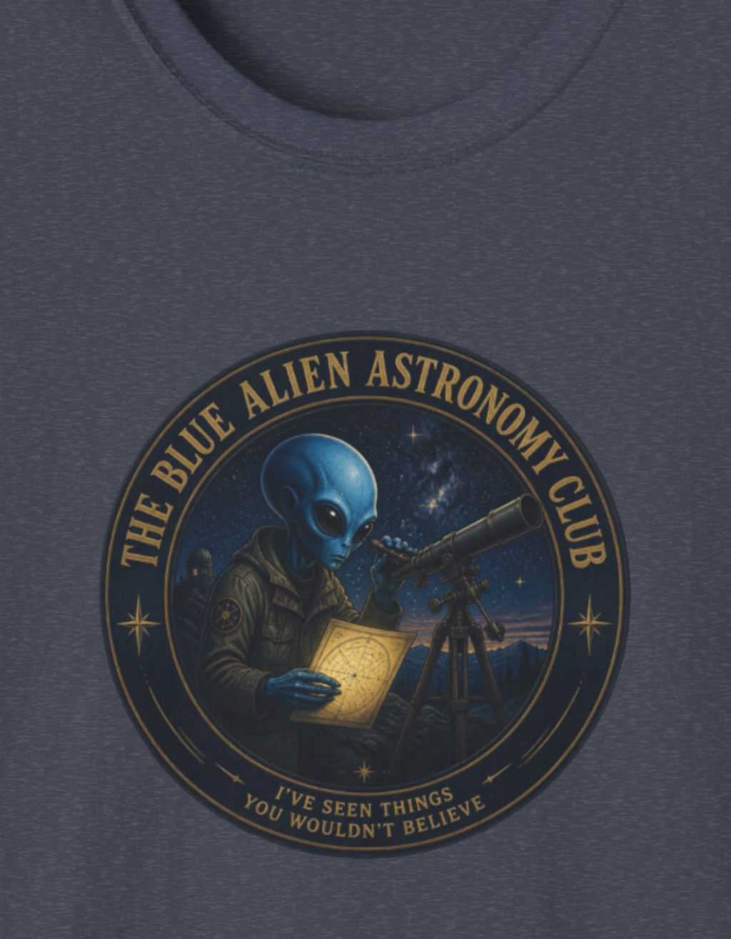 Alien Astronomy Club T-Shirt – 'The Blue Alien Astronomy Club' Graphic Tee