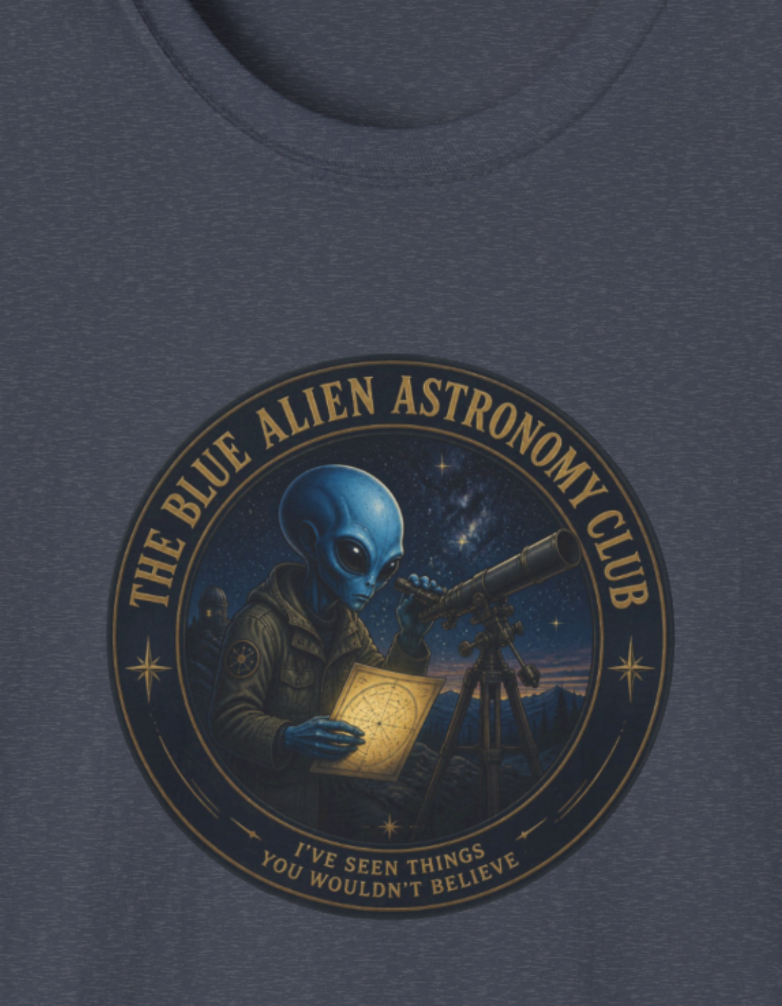 Alien Astronomy Club T-Shirt – 'The Blue Alien Astronomy Club' Graphic Tee