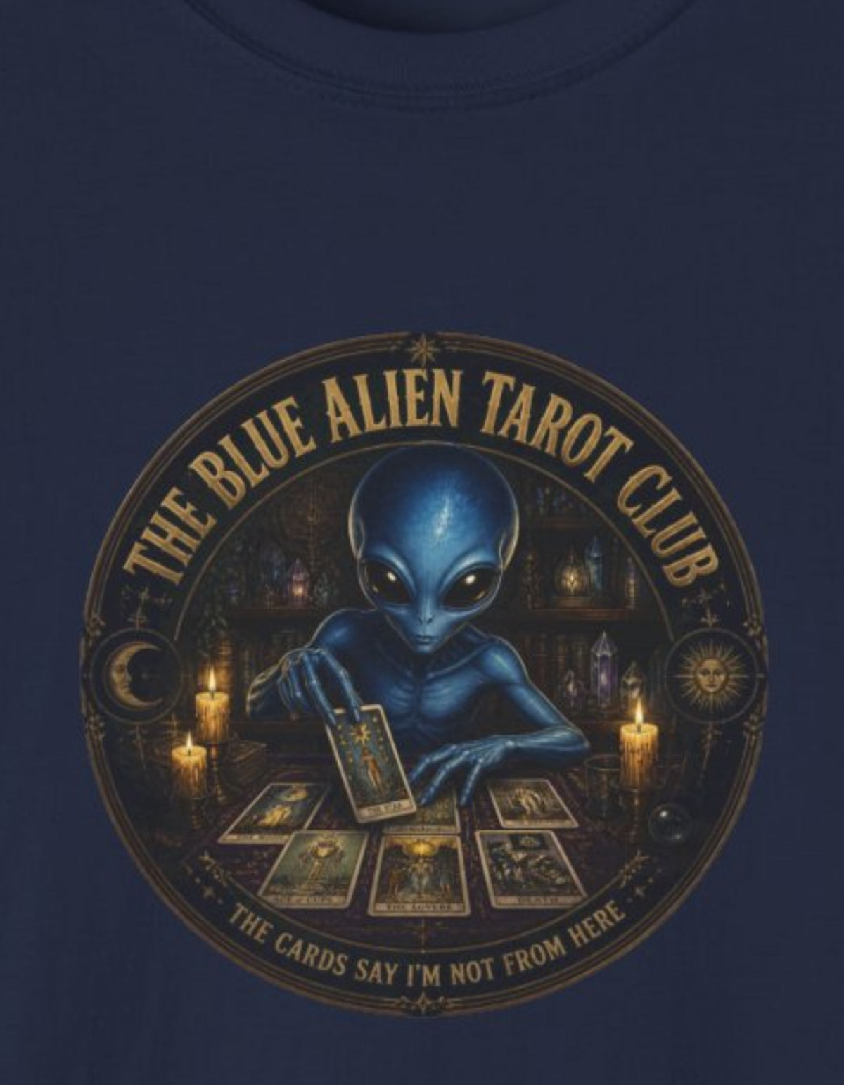 Alien Tarot Club T-Shirt — The Blue Alien Tarot Club Graphic Tee