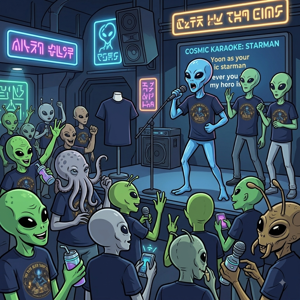 The Blue Alien Karaoke Club T-Shirt