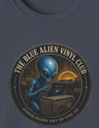 Alien Vinyl Club T‑Shirt — "The Blue Alien Vinyl Club" Retro DJ Records Tee