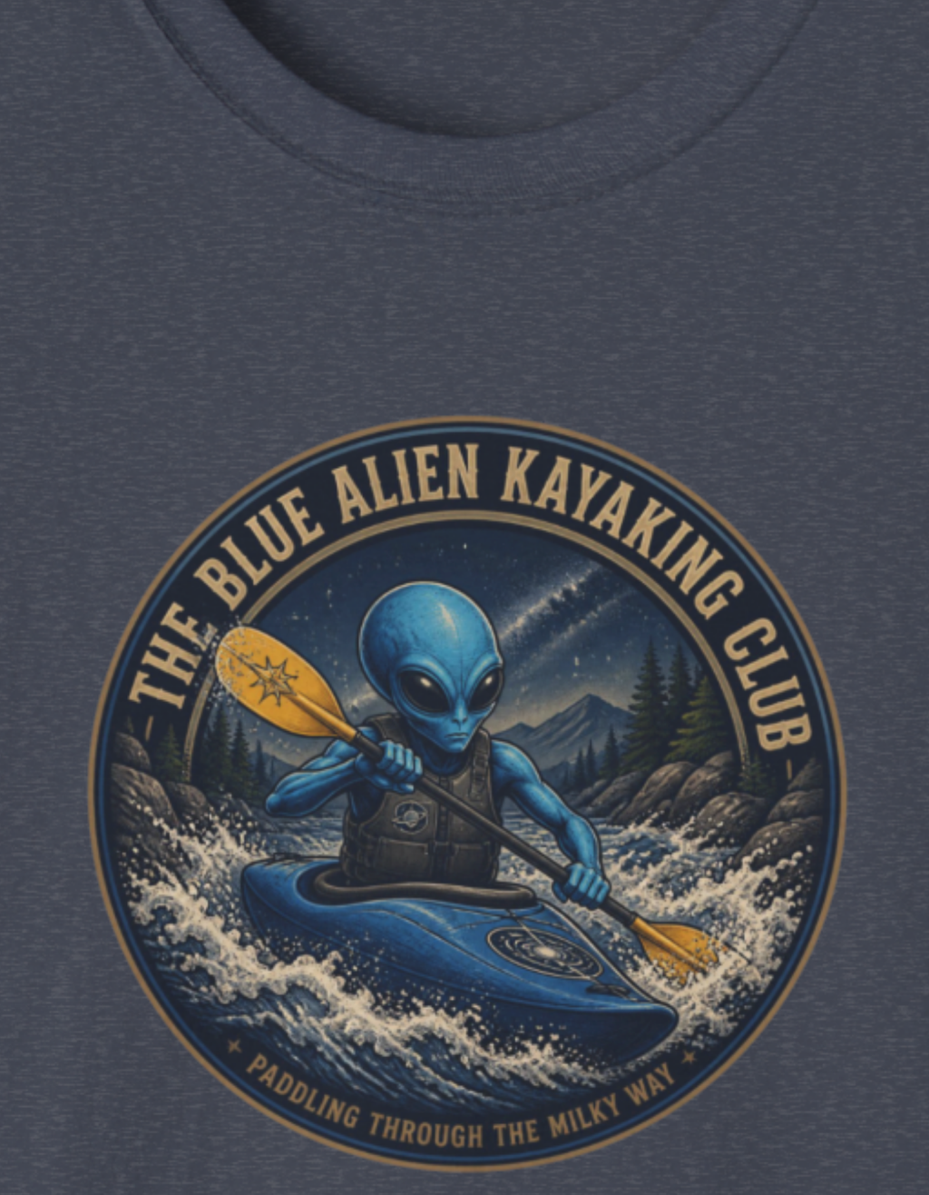 Alien Kayaking Club T-Shirt — 'The Blue Alien Kayaking Club' Graphic Tee