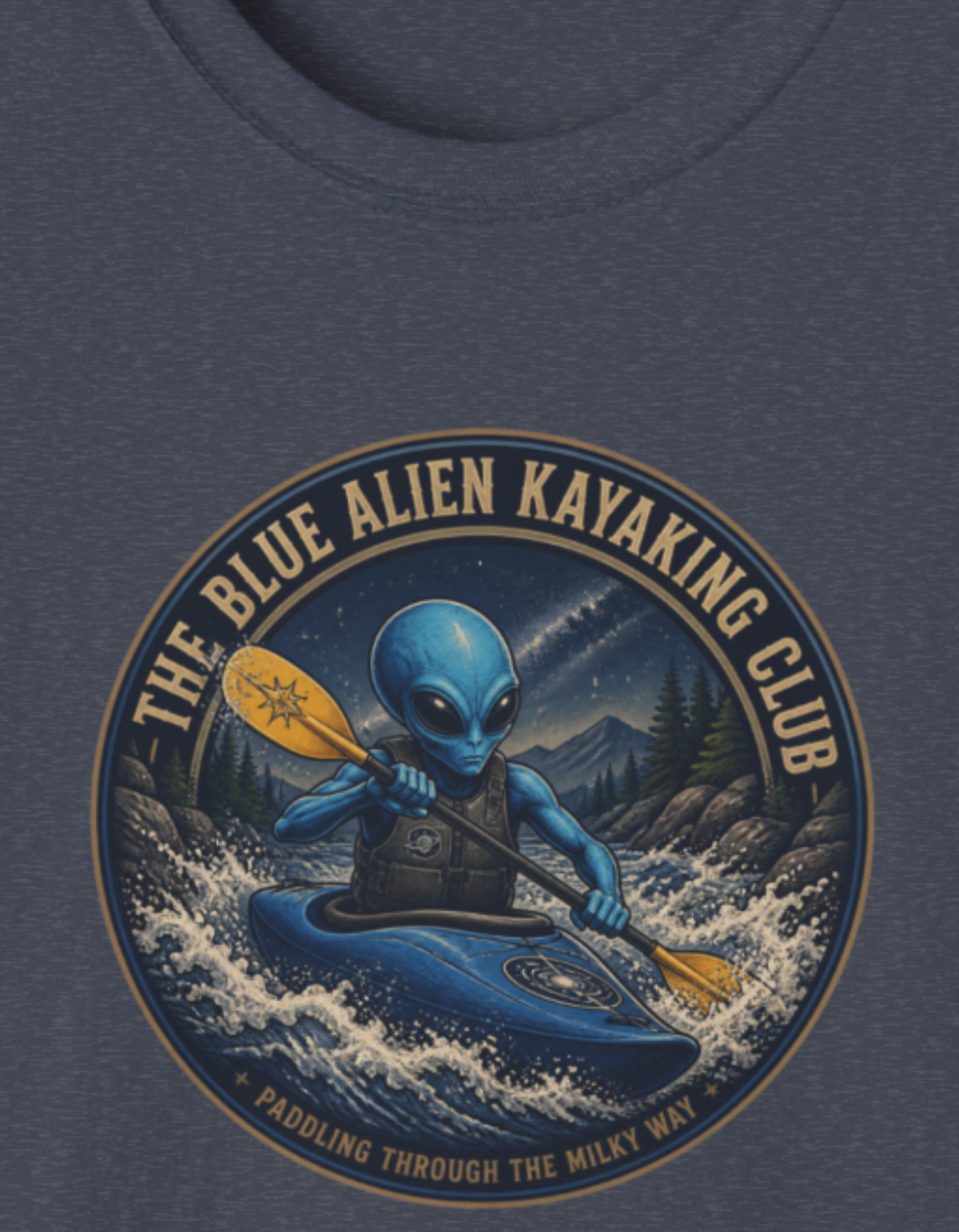 Alien Kayaking Club T-Shirt — 'The Blue Alien Kayaking Club' Graphic Tee