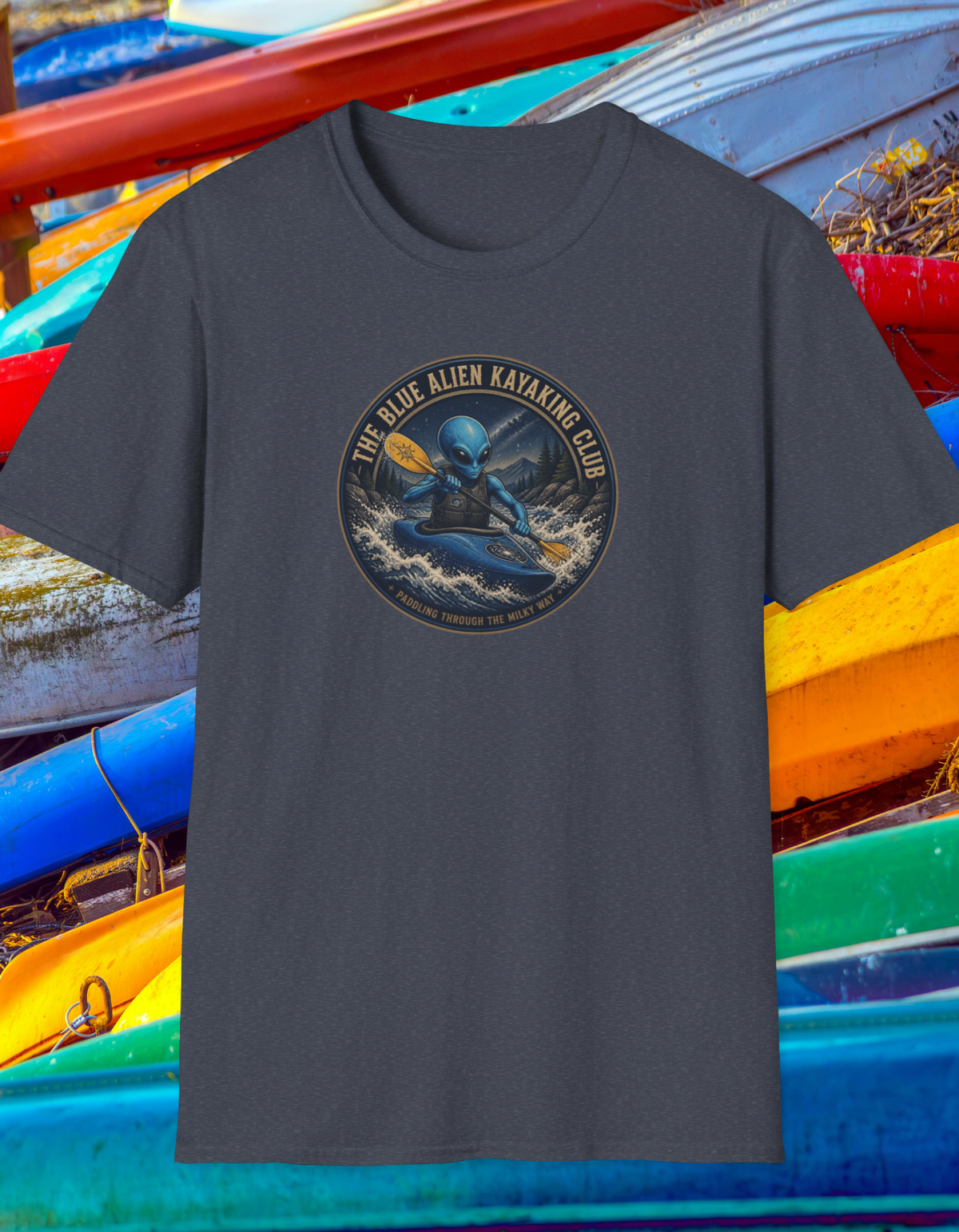 Alien Kayaking Club T-Shirt — 'The Blue Alien Kayaking Club' Graphic Tee