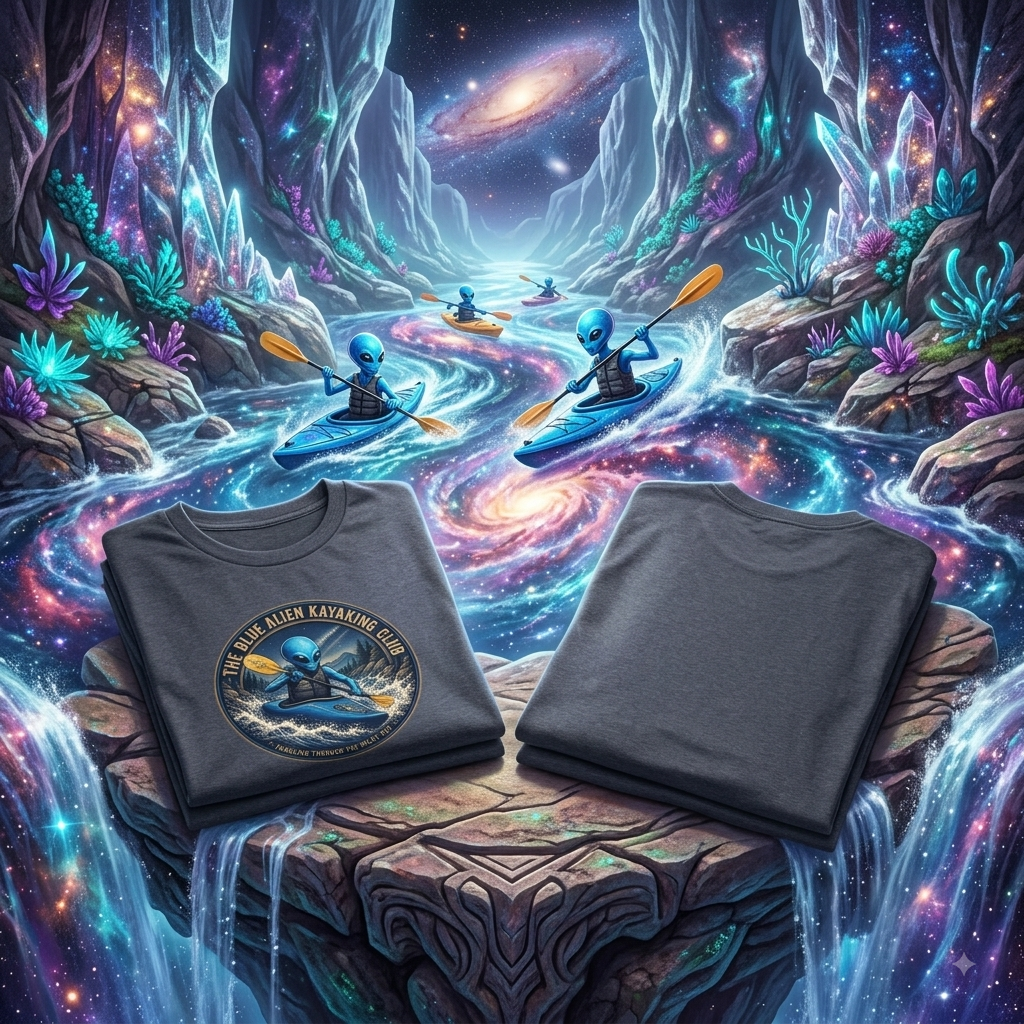 Alien Kayaking Club T-Shirt — 'The Blue Alien Kayaking Club' Graphic Tee