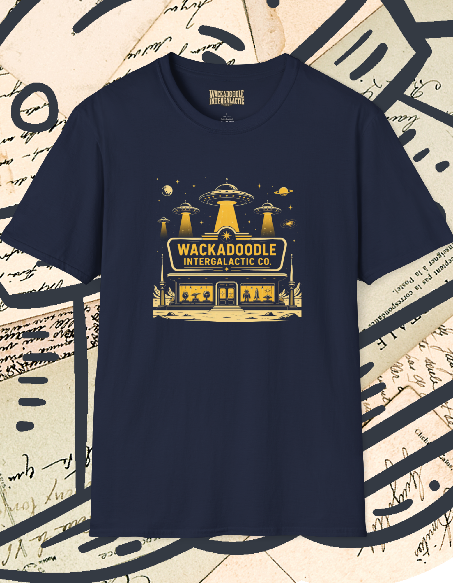 Wackadoodle Intergalactic Co. T-Shirt — Retro UFO Space Tee
