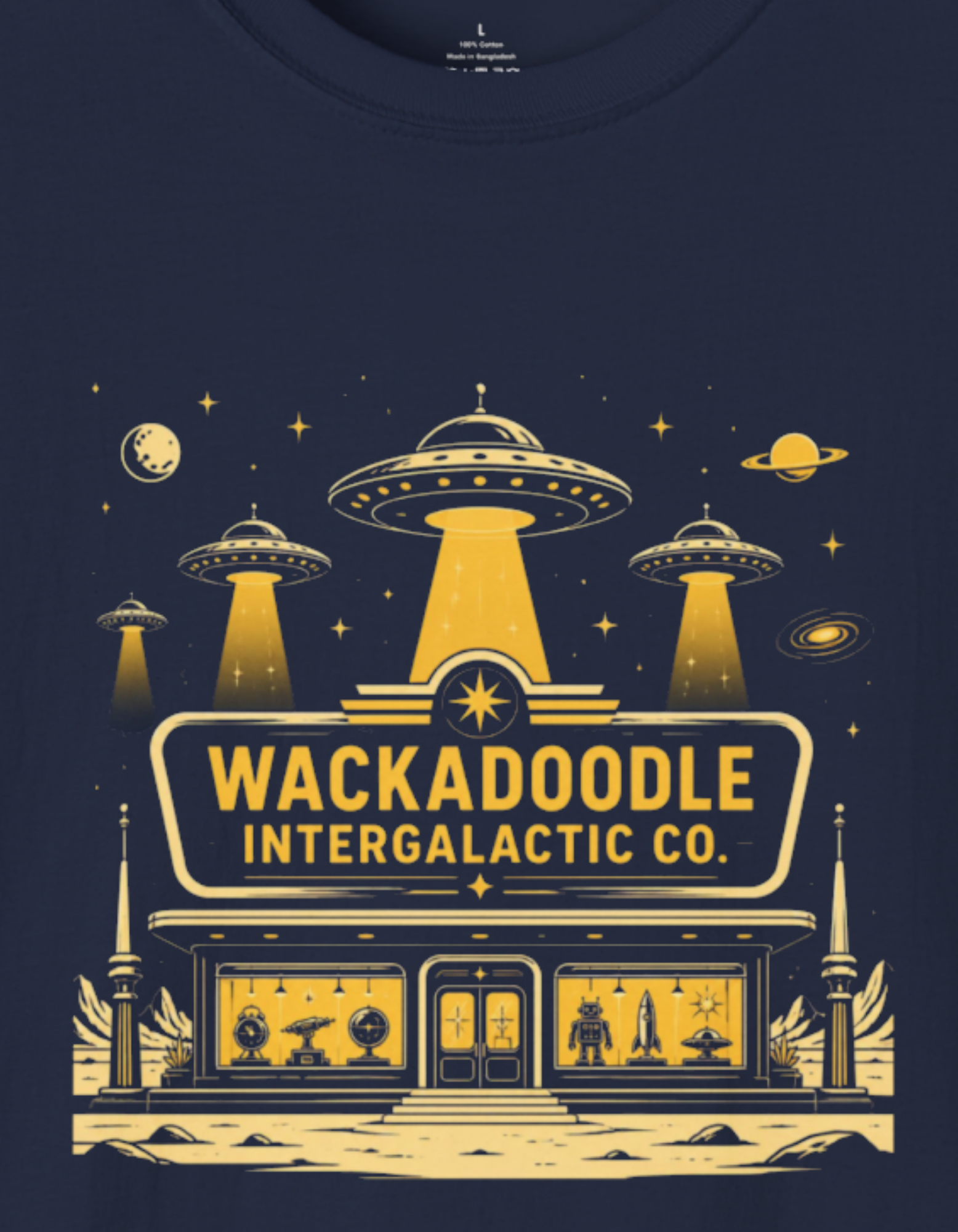 Wackadoodle Intergalactic Co. T-Shirt — Retro UFO Space Tee