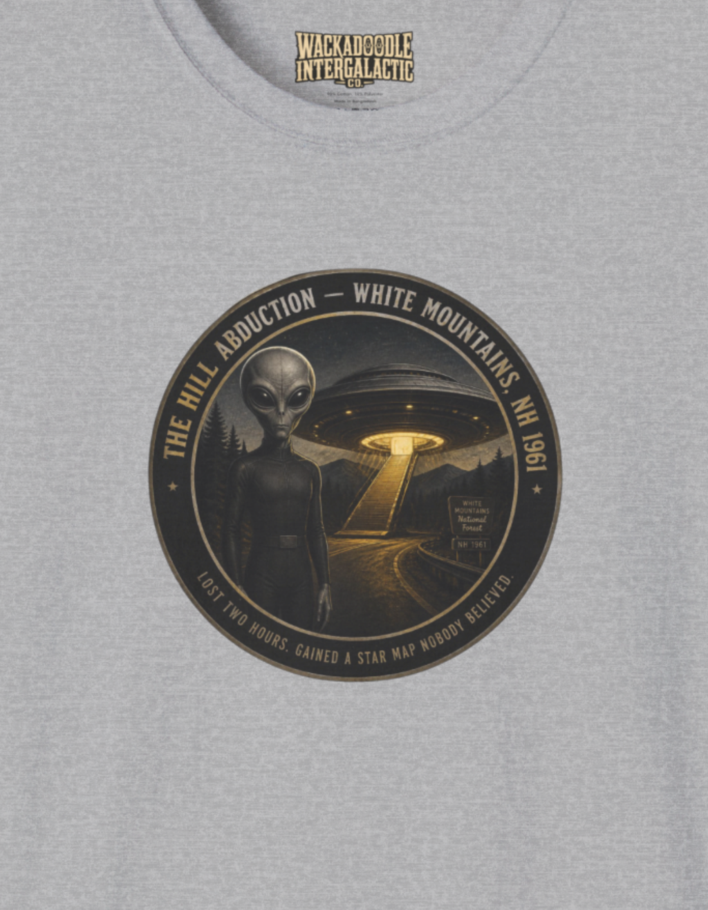 "The Hill Abduction" White Mountain Alien Abduction Vintage Badge T-Shirt