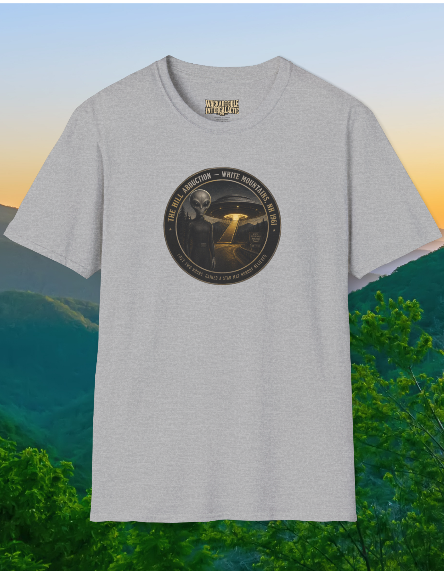 "The Hill Abduction" White Mountain Alien Abduction Vintage Badge T-Shirt