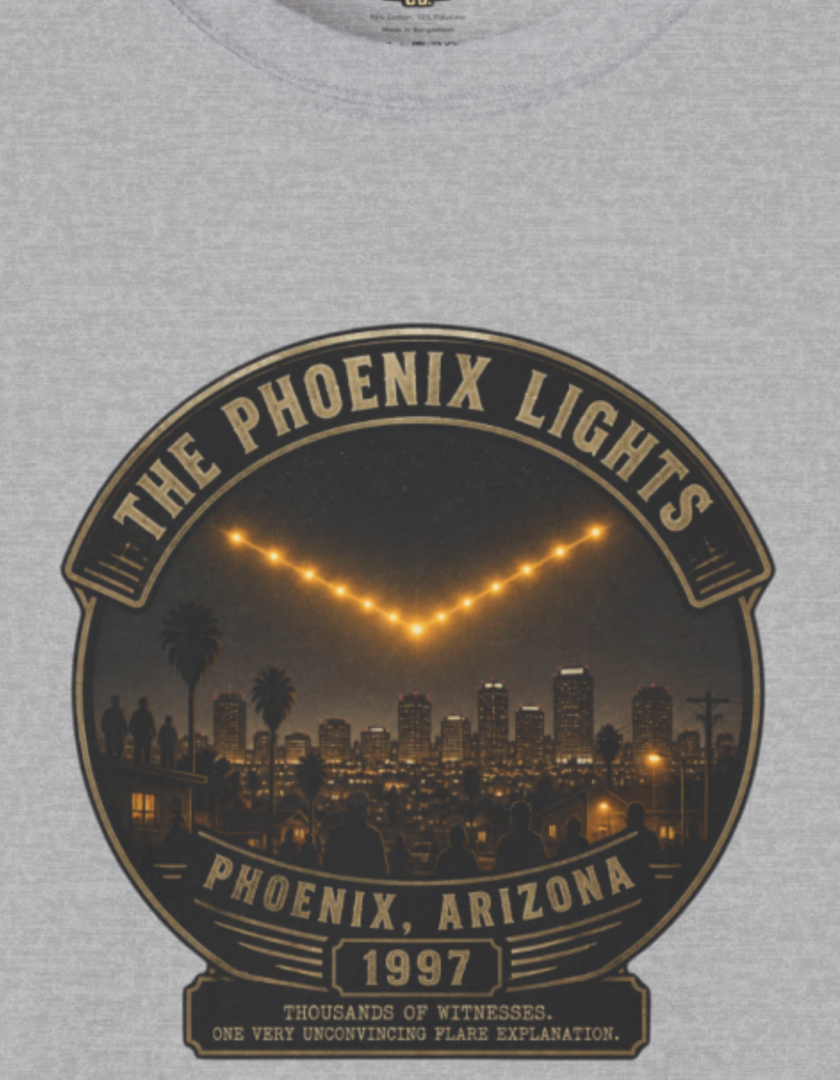 Phoenix Lights T-Shirt — Phoenix, Arizona 1997 UFO Retro Badge