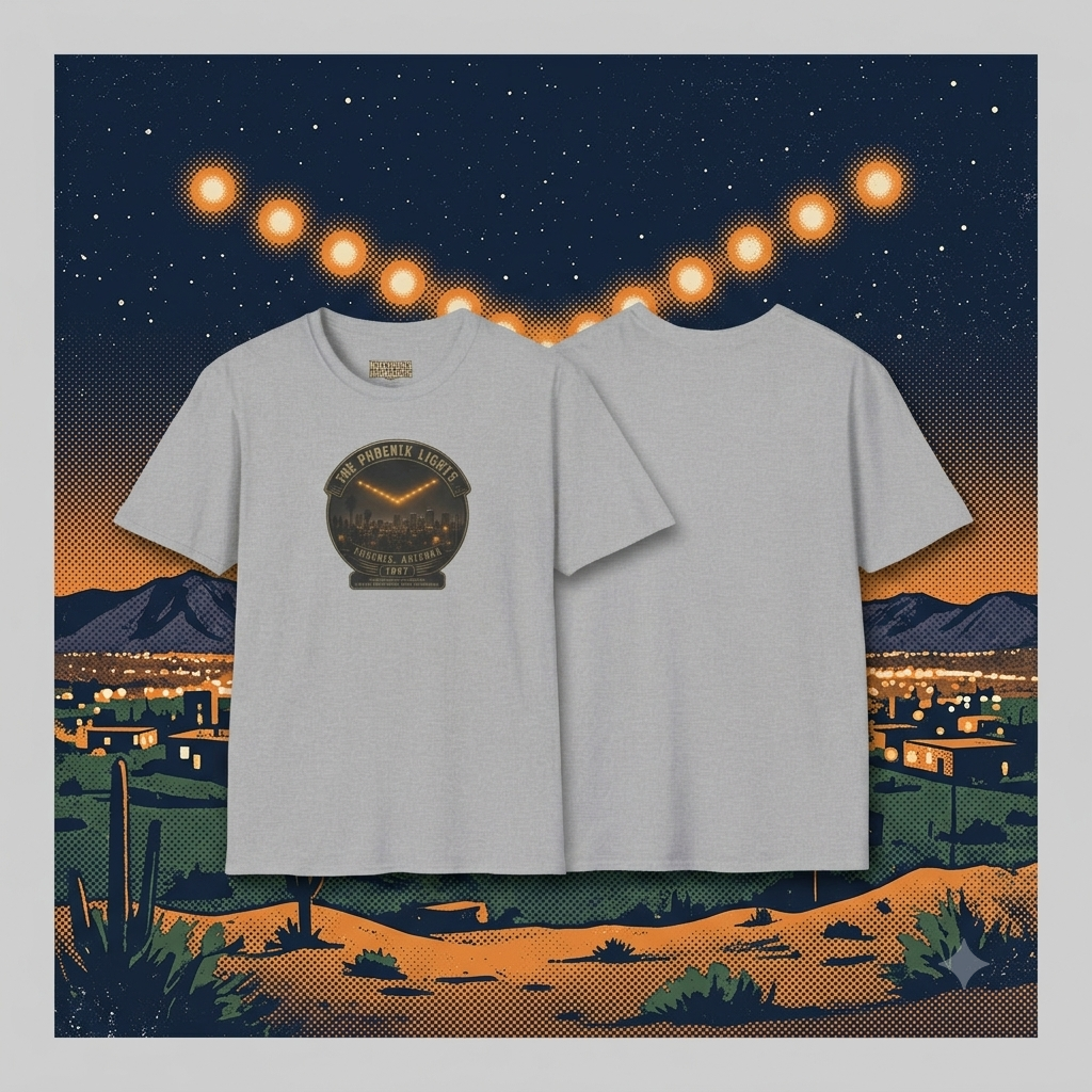 Phoenix Lights T-Shirt — Phoenix, Arizona 1997 UFO Retro Badge