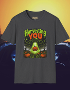 Halloween T-Shirt — "Harvesting You" Alien Pumpkin Tee