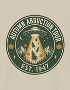 Autumn Abduction Tour T-Shirt — Vintage UFO & Forest Fall Graphic Tee