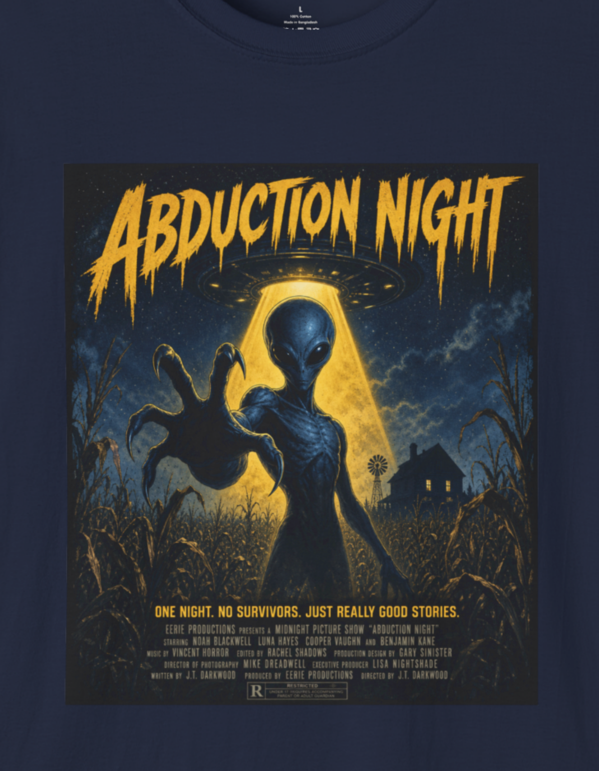 Alien Abduction Night T-Shirt — Sci‑Fi Retro Poster Tee
