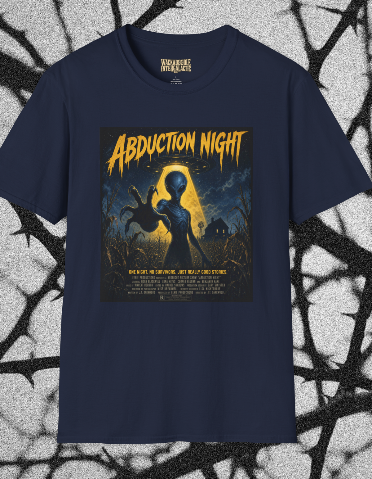 Alien Abduction Night T-Shirt — Sci‑Fi Retro Poster Tee