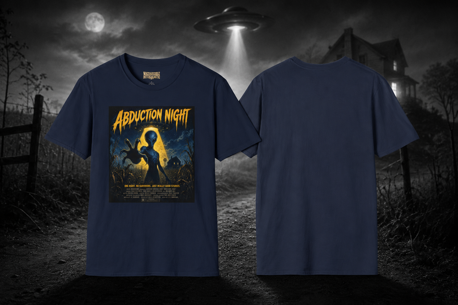 Alien Abduction Night T-Shirt — Sci‑Fi Retro Poster Tee