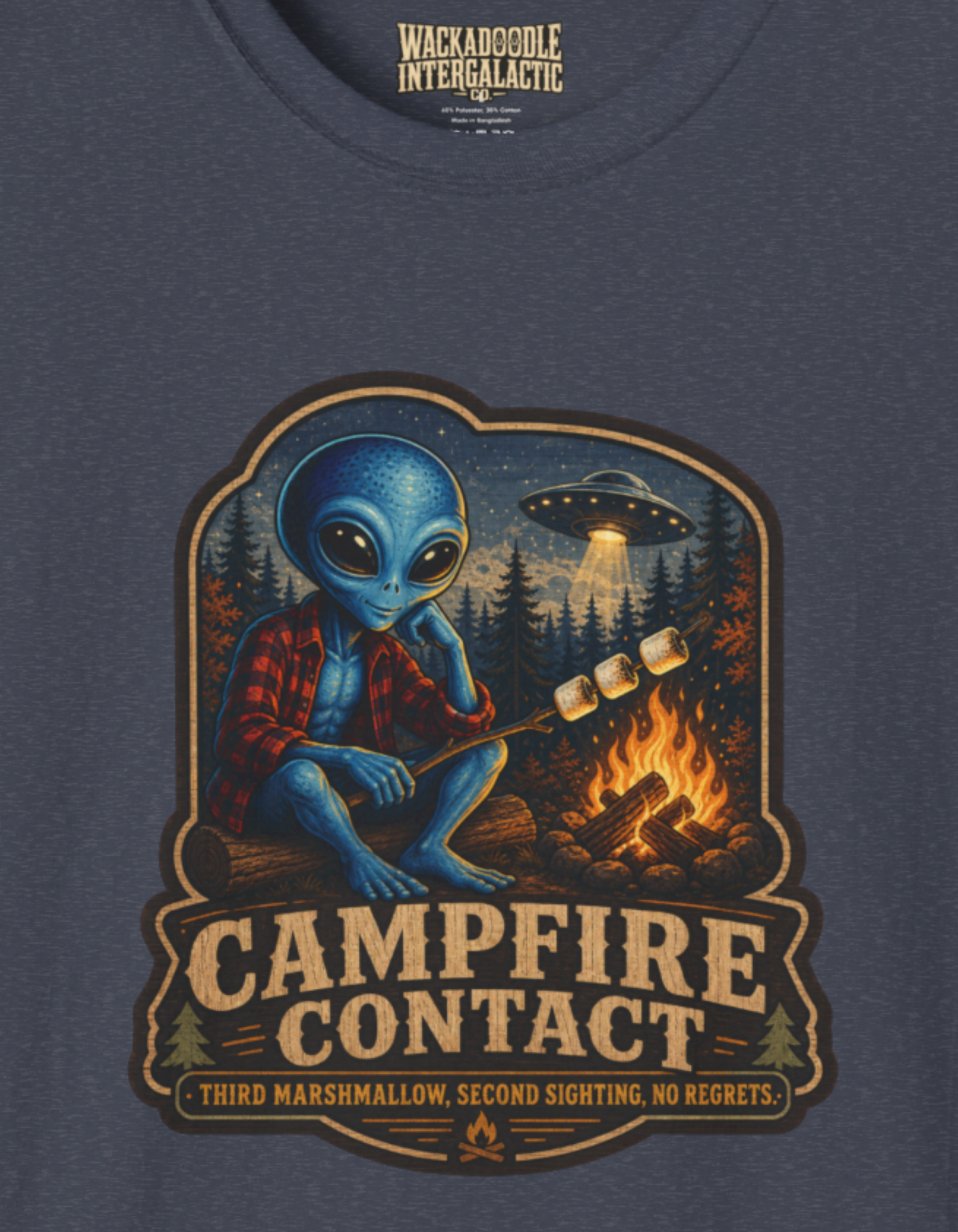 Campfire Contact T-Shirt — Alien Camping Graphic Tee