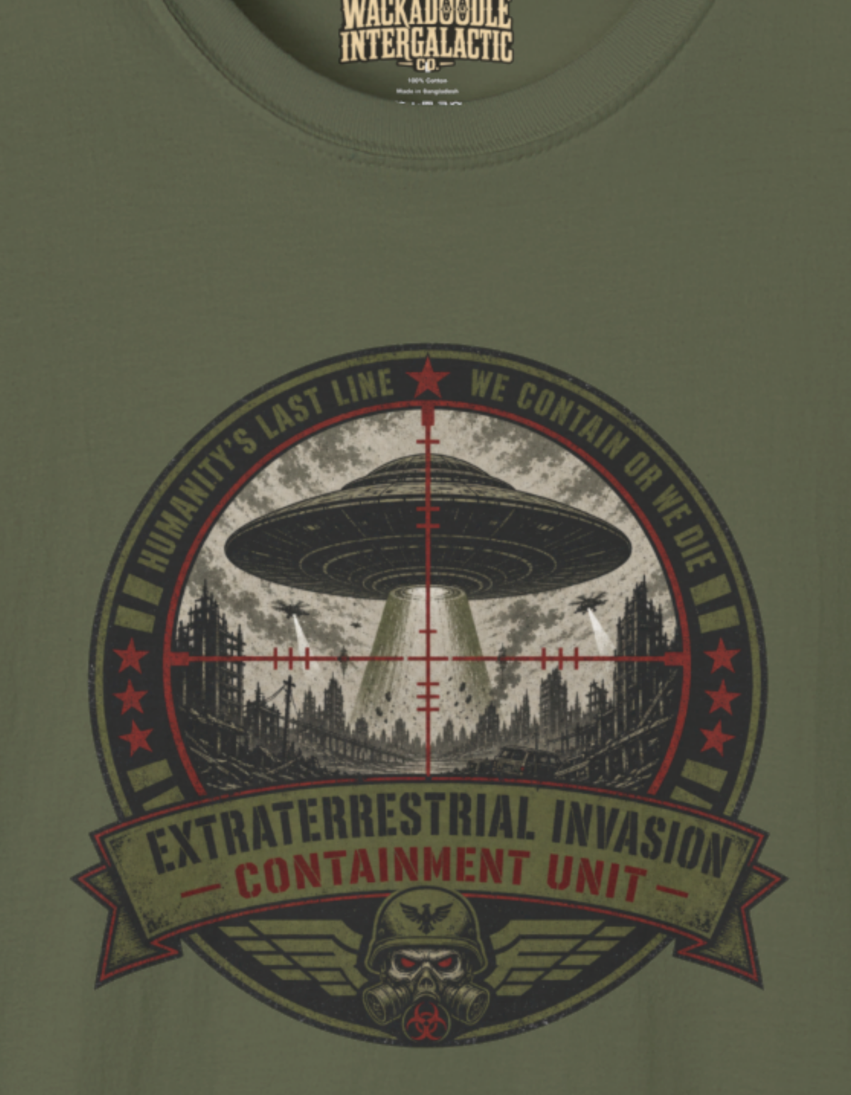 T-Shirt — 'Extraterrestrial Invasion Containment Unit' Vintage UFO Graphic