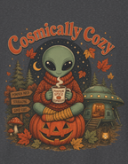 Cosmically Cozy Alien T-Shirt — Cute Halloween Fall Graphic Tee
