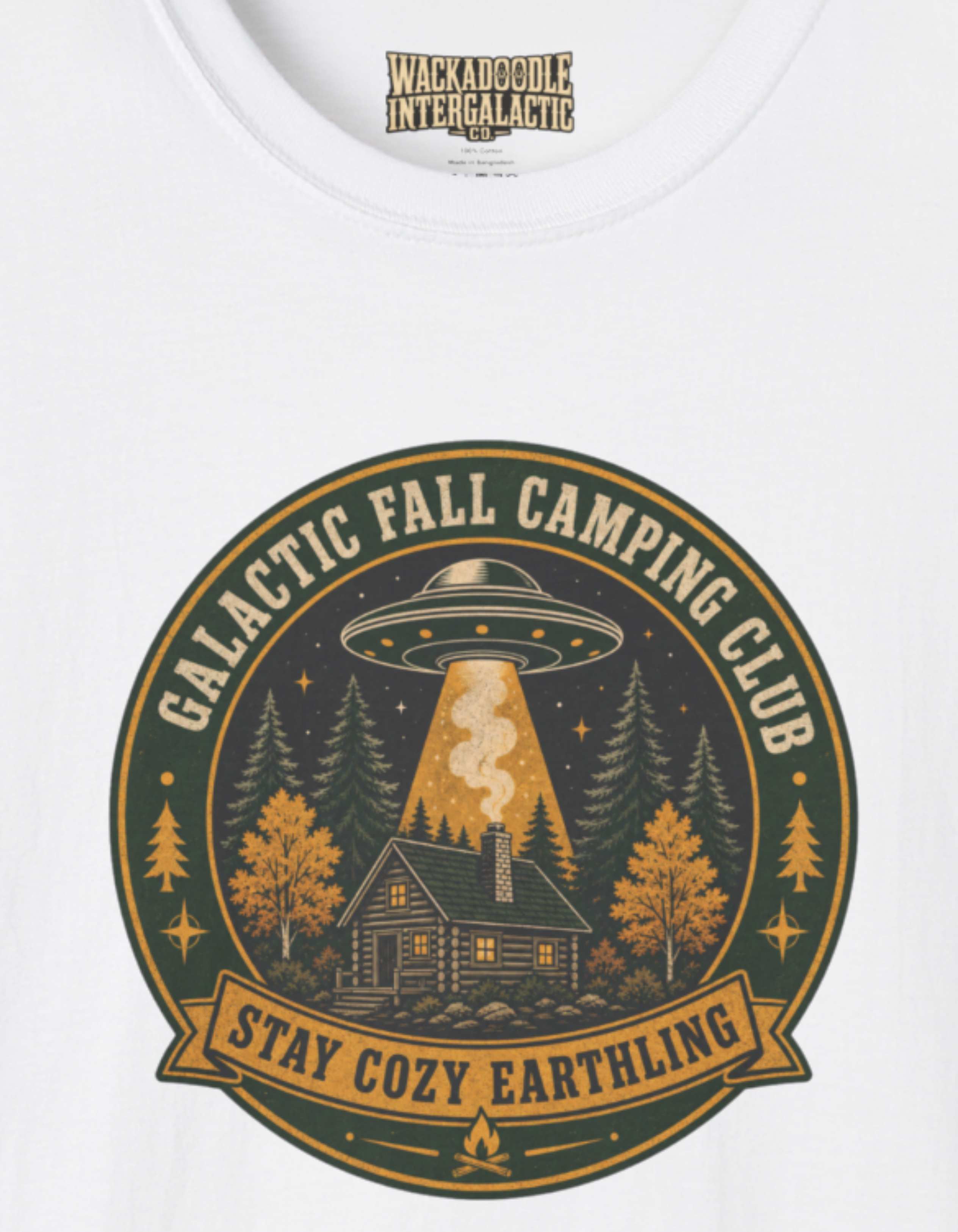 Fall Camping Club T-Shirt — Galactic Fall Camping Club "Stay Cozy & Stargazing" Graphic Tee