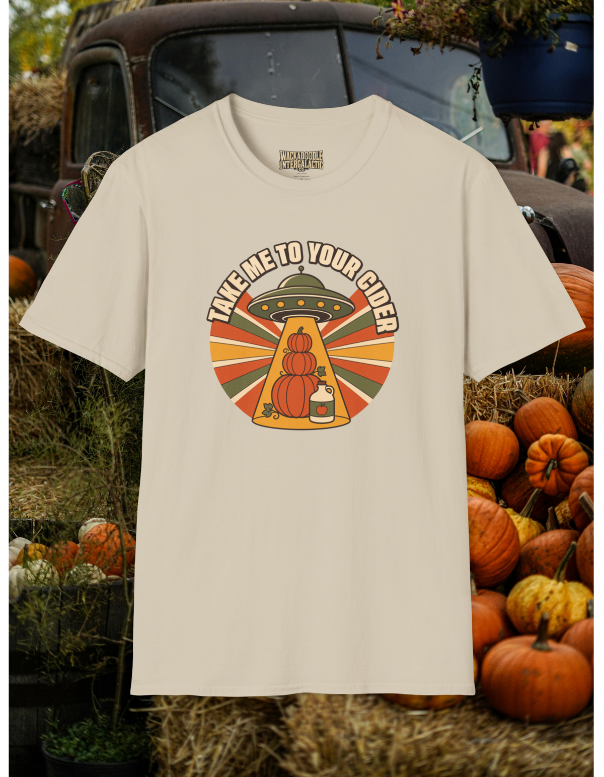 Take Me To Your Cider T-Shirt — Retro UFO Pumpkin Cider Tee
