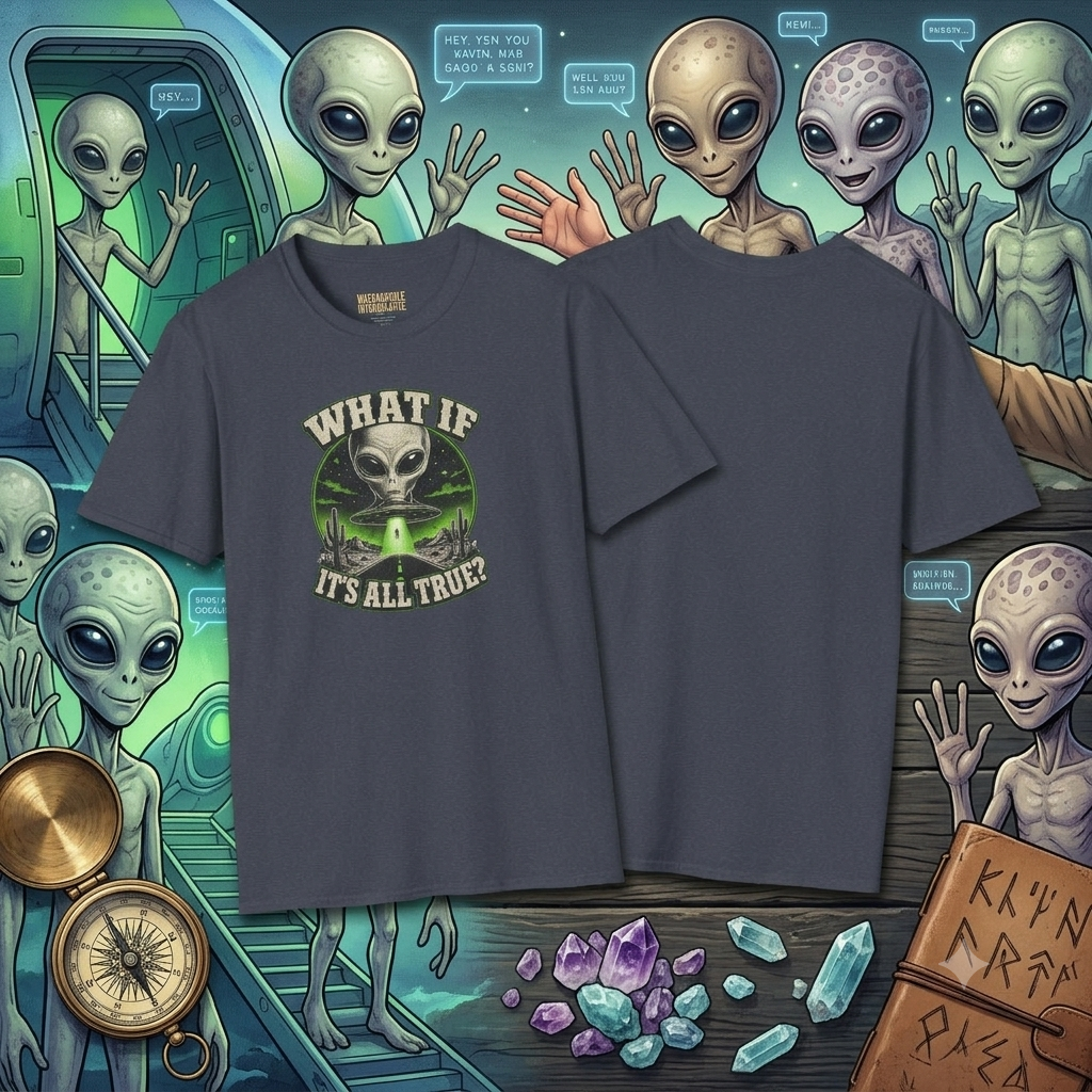 Alien Graphic T-Shirt — "What If It’s All True?" UFO Abduction Design