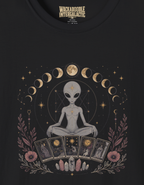 Alien Meditation Moon Phases T-Shirt — Cosmic Spiritual Yoga Tee