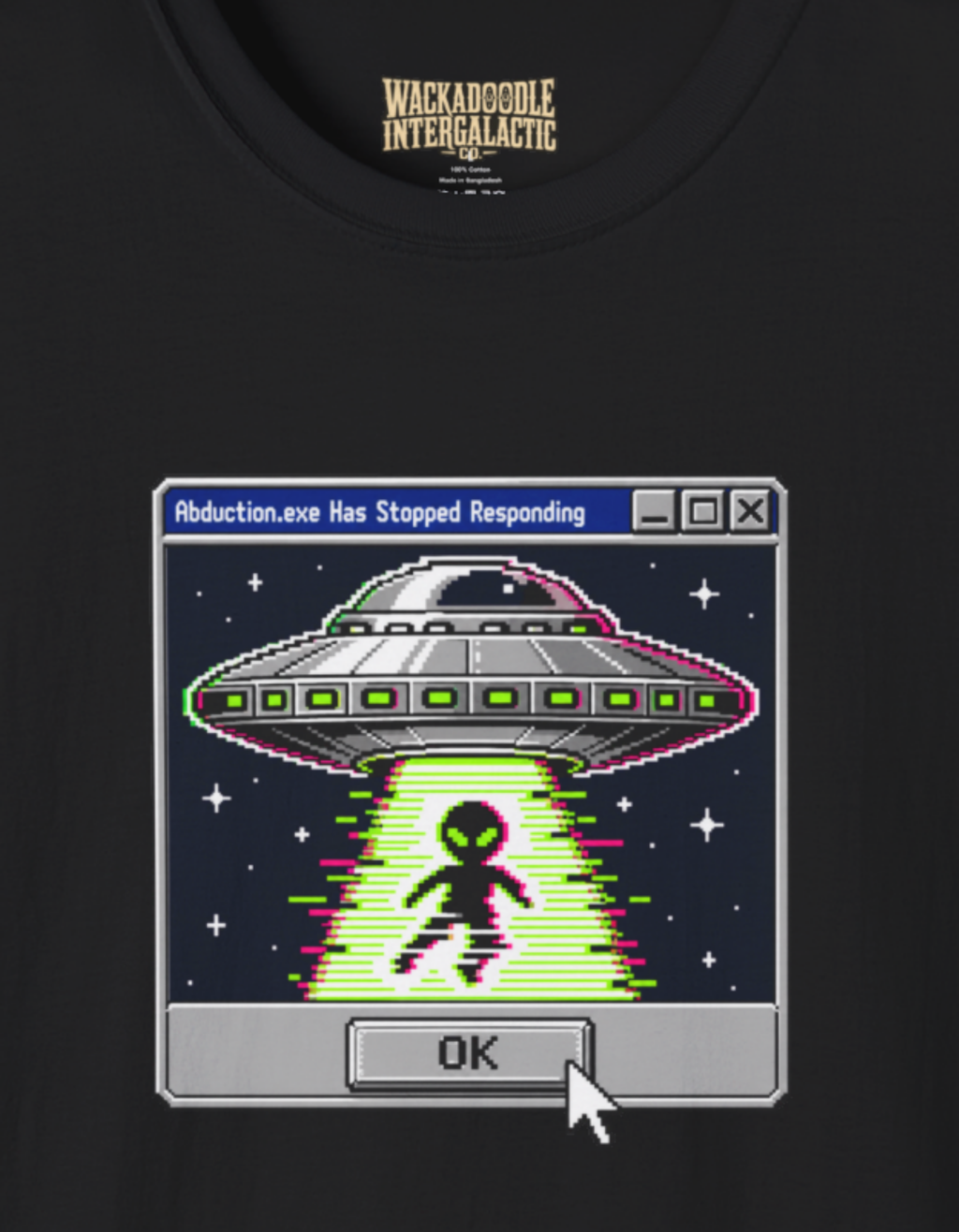 Alien Abduction Retro Window Graphic T-Shirt