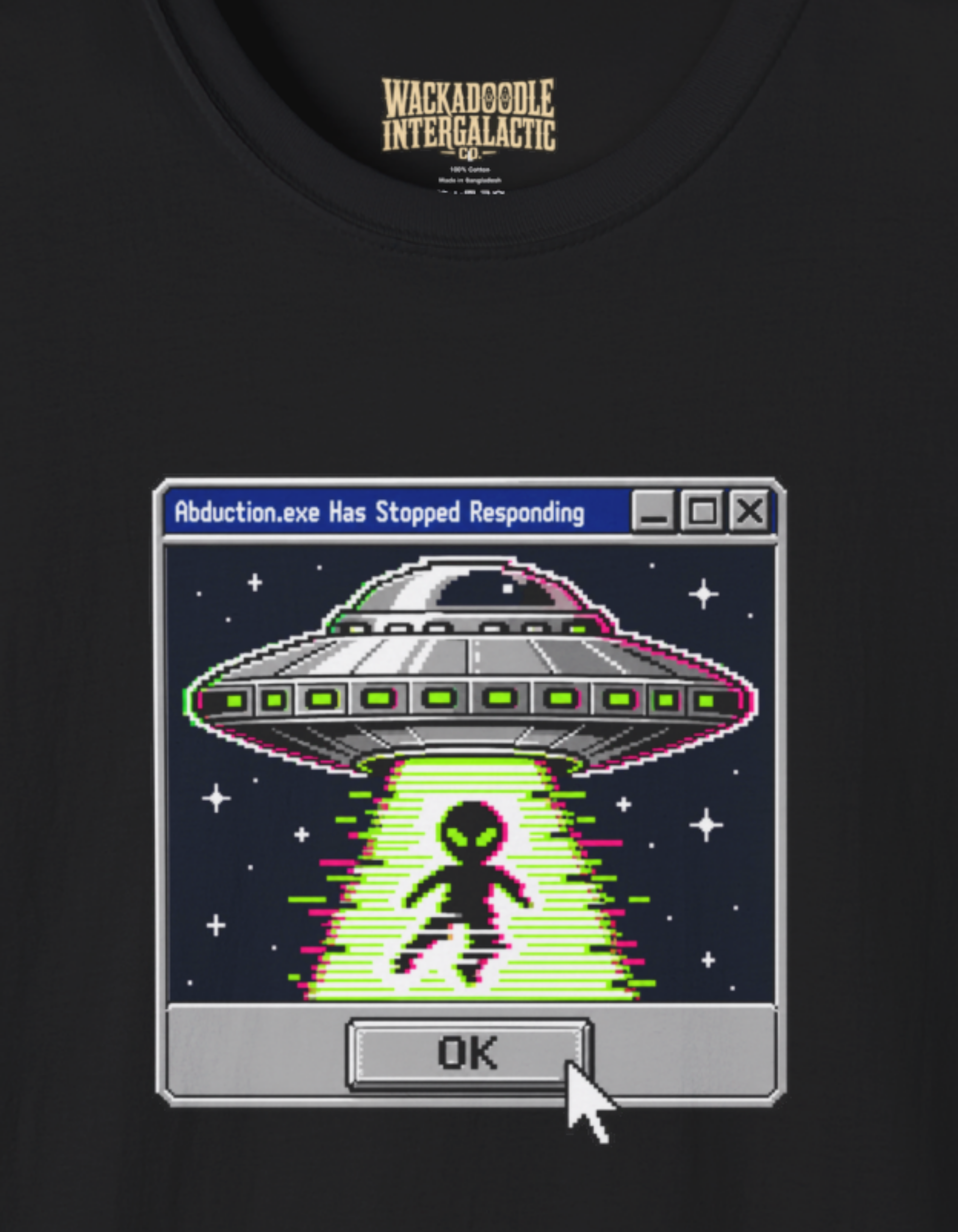 Alien Abduction Retro Window Graphic T-Shirt