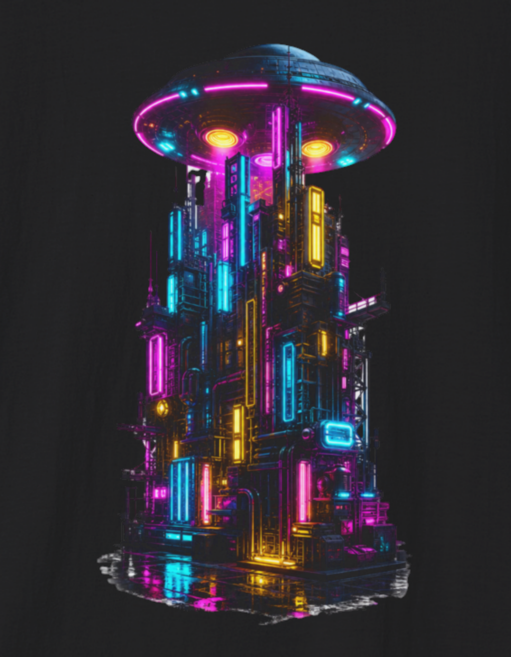 Neon UFO T-Shirt — Retro Sci‑Fi Alien Abduction Graphic Tee