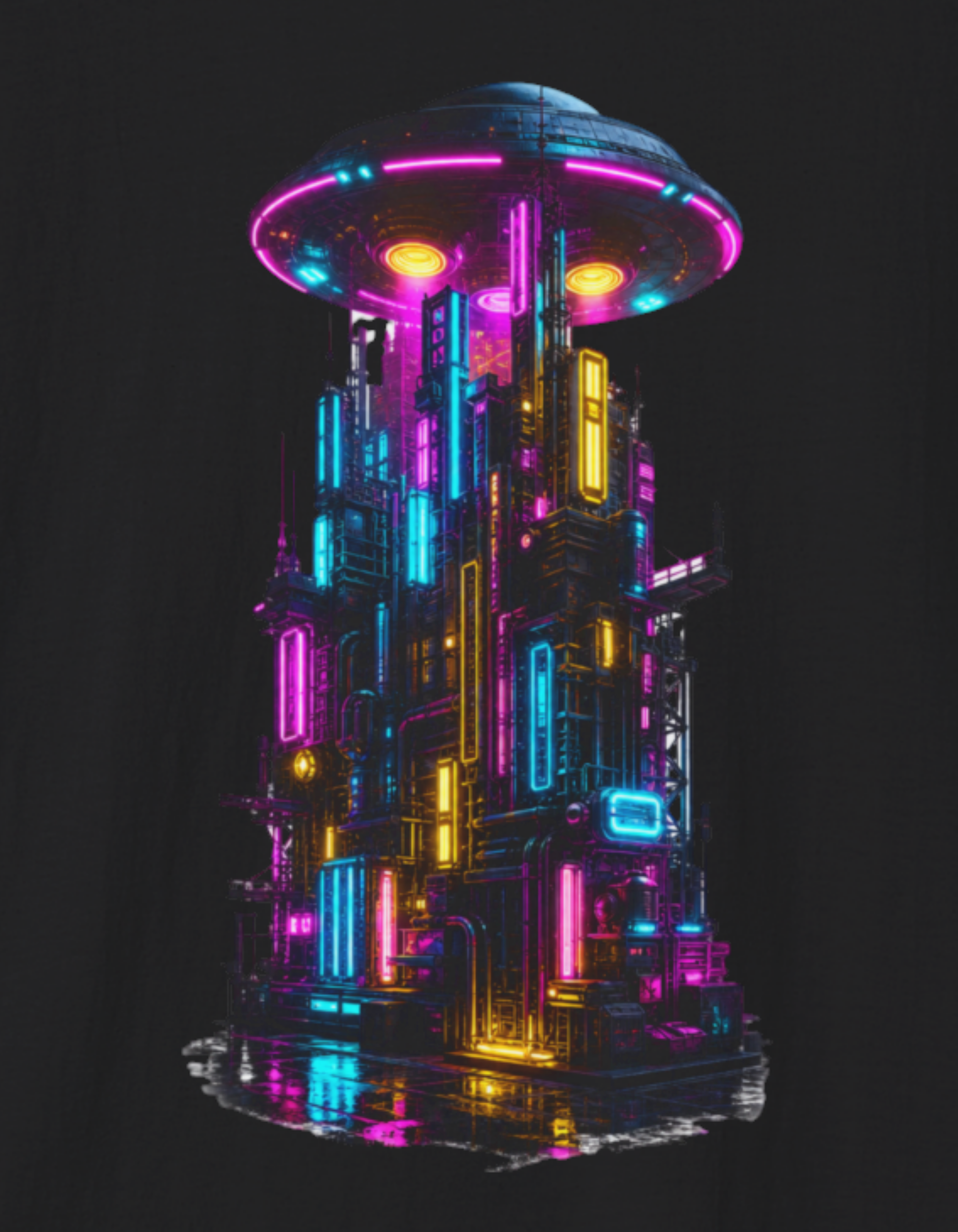 Neon UFO T-Shirt — Retro Sci‑Fi Alien Abduction Graphic Tee