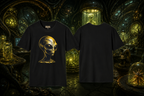 Alien Portrait T-Shirt — Retro Gold Extraterrestrial Graphic Tee
