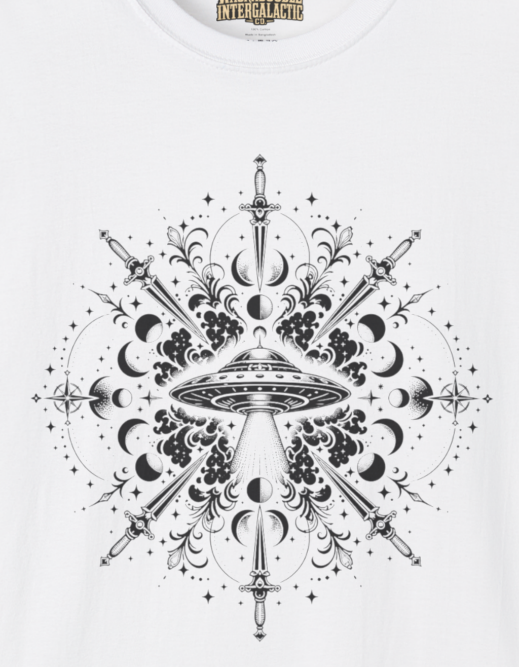 Mystic UFO Mandala T-Shirt — Alien Abduction Celestial Design