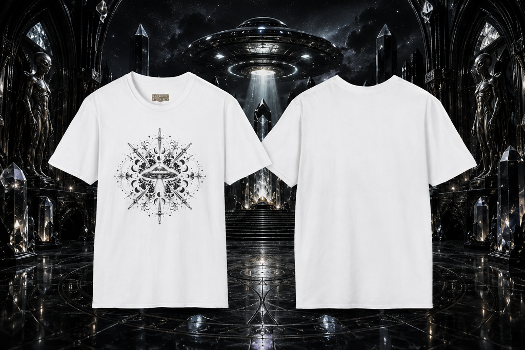 Mystic UFO Mandala T-Shirt — Alien Abduction Celestial Design