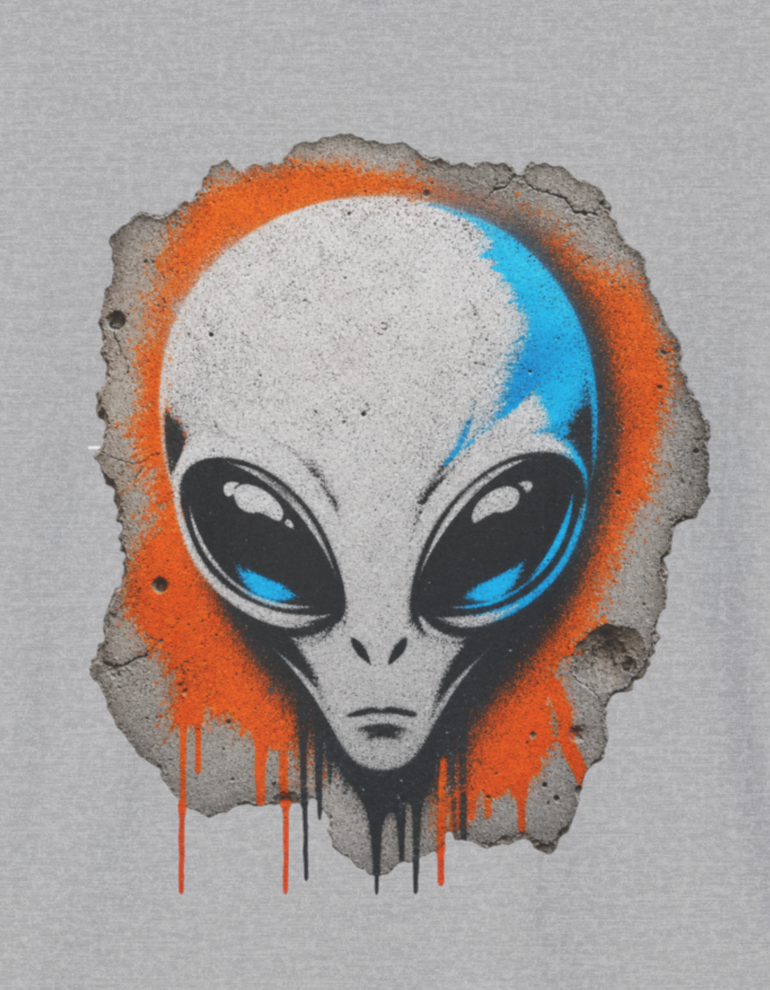 Alien Head Graphic T-Shirt — Retro Orange & Blue UFO Art