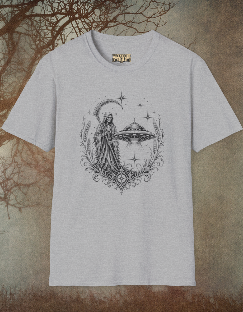 T-Shirt — Mystical UFO & Moonlight Reaper Graphic Tee
