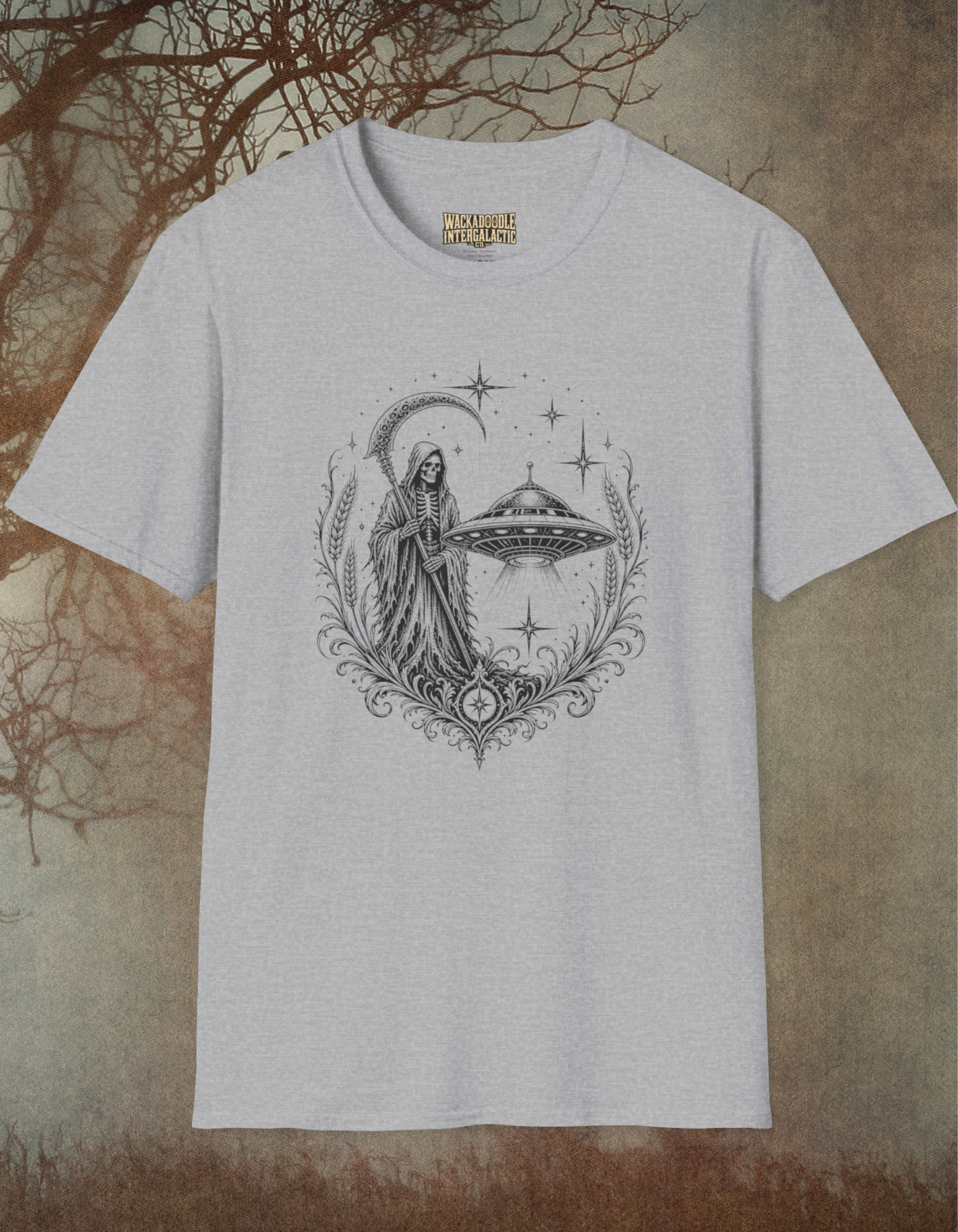 T-Shirt — Mystical UFO & Moonlight Reaper Graphic Tee