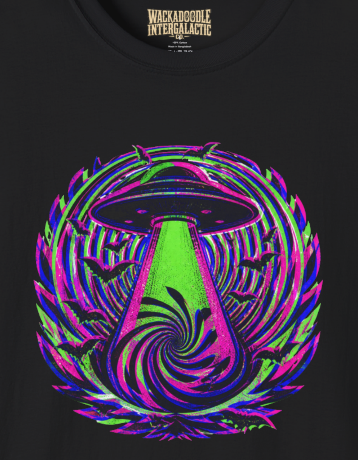 Psychedelic Alien Abduction T-Shirt — Neon Trippy UFO Design