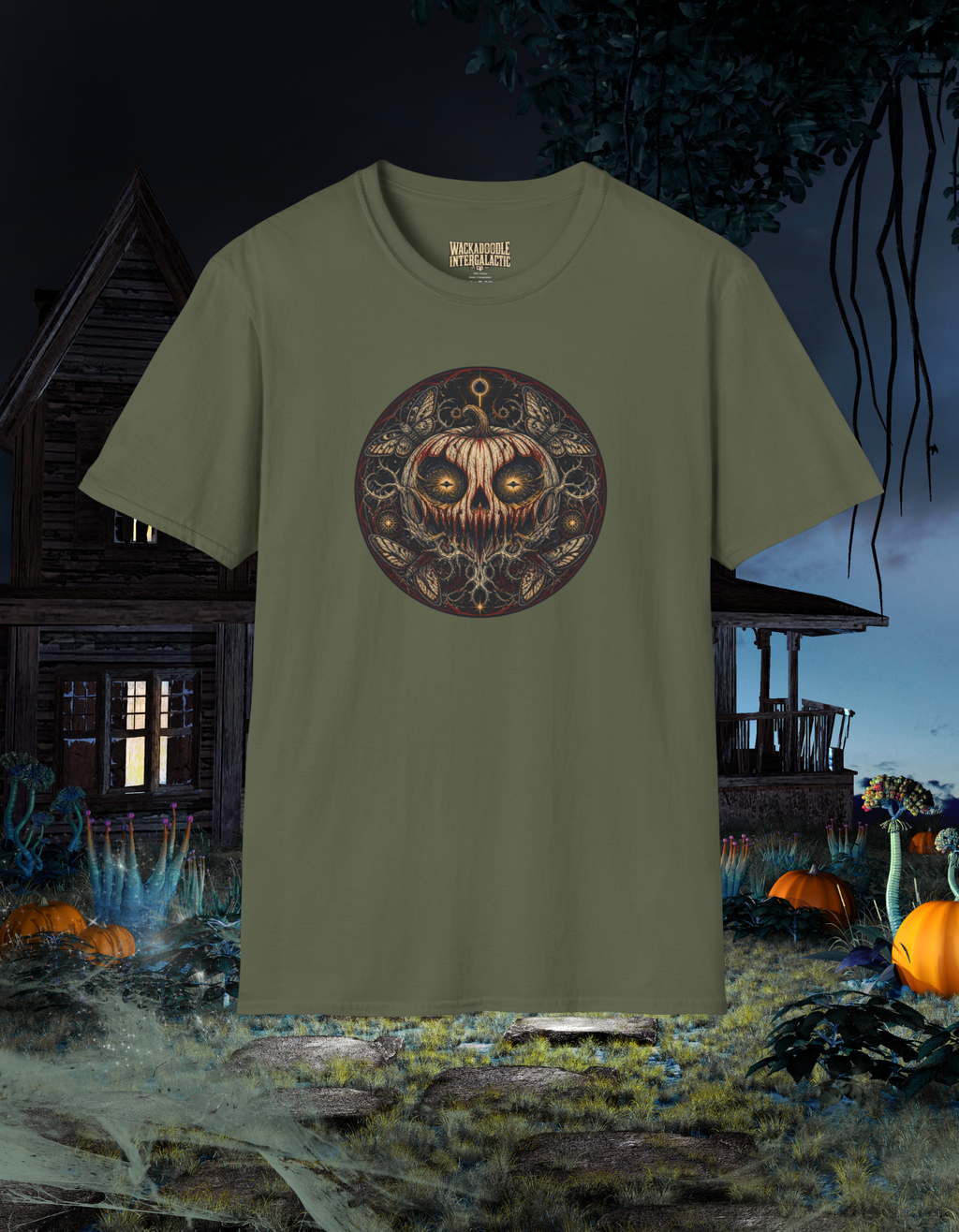 Pumpkin Skull Mandala T-Shirt — Spooky Vintage Halloween Tee