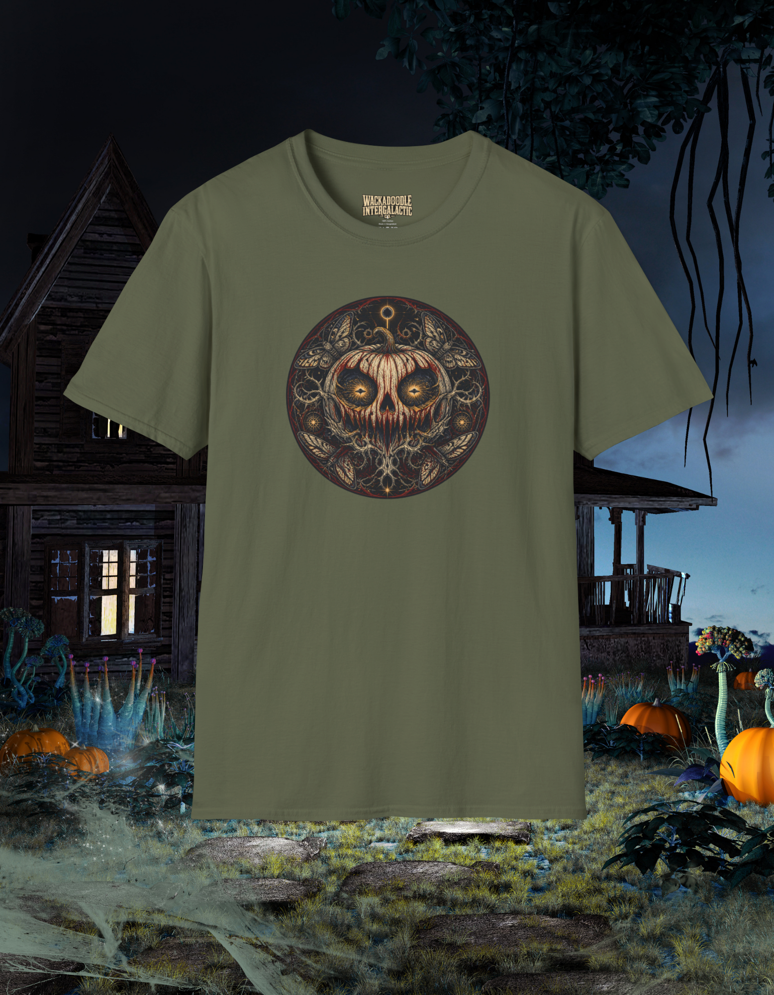 Pumpkin Skull Mandala T-Shirt — Spooky Vintage Halloween Tee