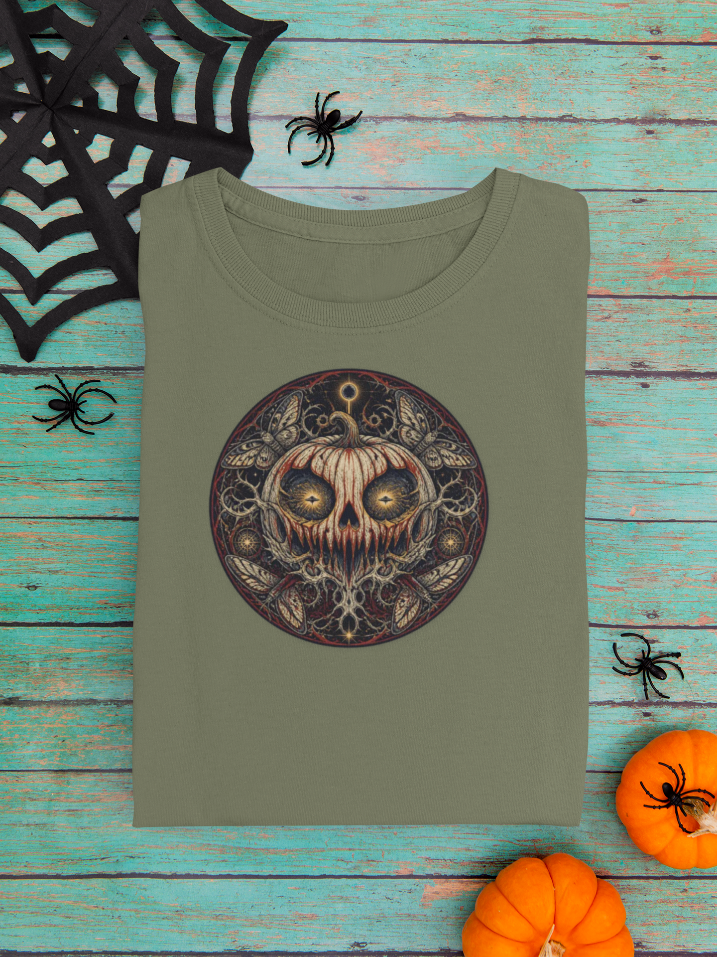 Pumpkin Skull Mandala T-Shirt — Spooky Vintage Halloween Tee