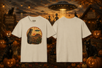 Alien Desert Cat T-Shirt — Retro UFO Sunset Graphic