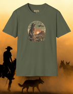 Desert UFO Cowboy T-Shirt — Vintage Western Alien Sunset Tee