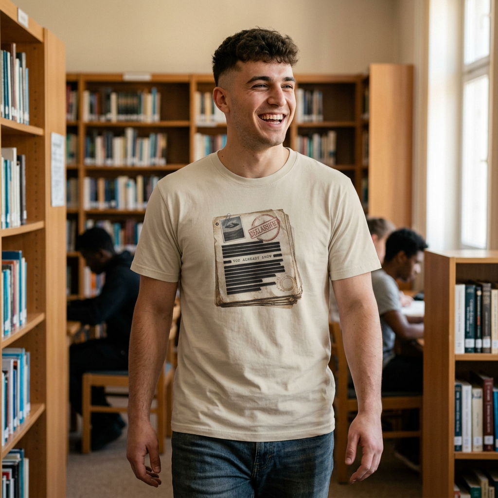 Classified File Graphic T-Shirt — "Too Abrasive Know" Vintage Spy Document Tee