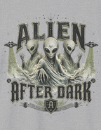 Alien After Dark T‑Shirt — Retro UFO & Three Aliens Graphic Tee