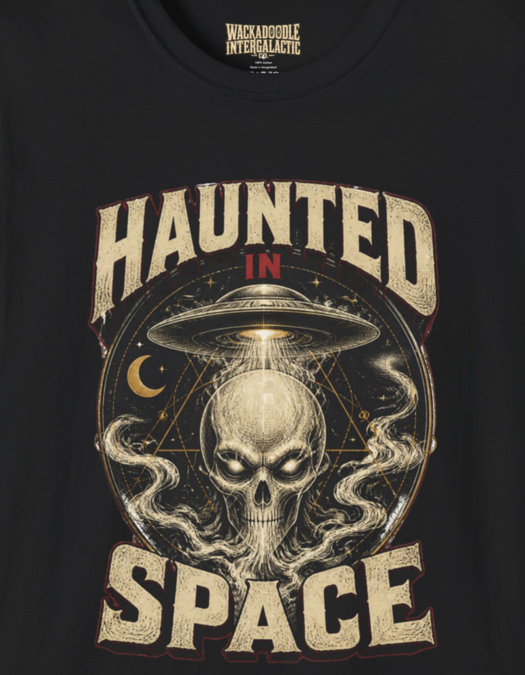 Haunted in Space T-Shirt — Vintage Alien Skull UFO Tee